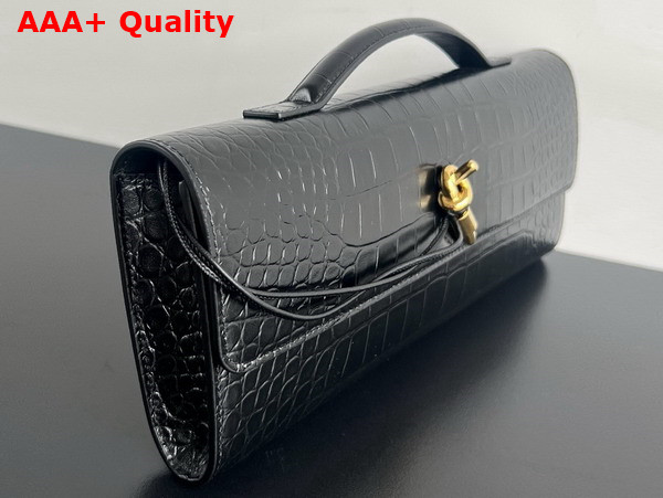 Bottega Veneta Andiamo Clutch in Black Alligator Leather Replica