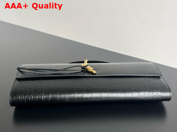 Bottega Veneta Andiamo Clutch in Black Alligator Leather Replica