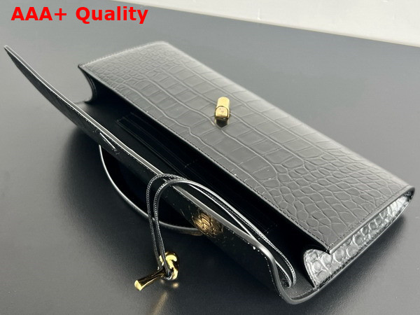 Bottega Veneta Andiamo Clutch in Black Alligator Leather Replica