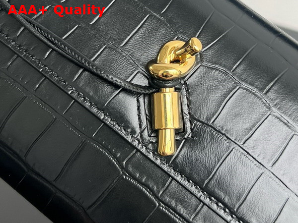 Bottega Veneta Andiamo Clutch in Black Alligator Leather Replica