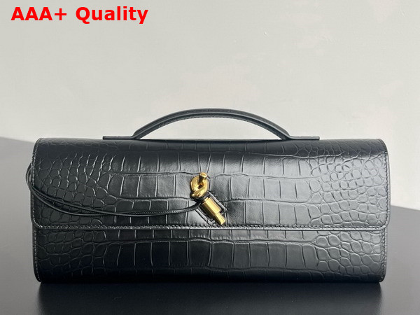Bottega Veneta Andiamo Clutch in Black Alligator Leather Replica