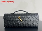 Bottega Veneta Andiamo Clutch in Black Intrecciato Leather Replica
