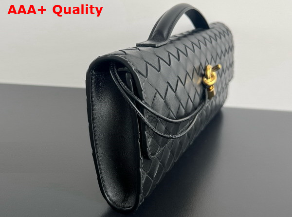 Bottega Veneta Andiamo Clutch in Black Intrecciato Leather Replica