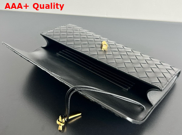 Bottega Veneta Andiamo Clutch in Black Intrecciato Leather Replica