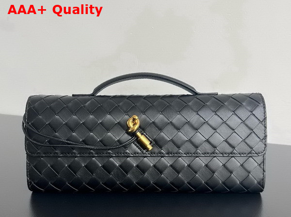 Bottega Veneta Andiamo Clutch in Black Intrecciato Leather Replica