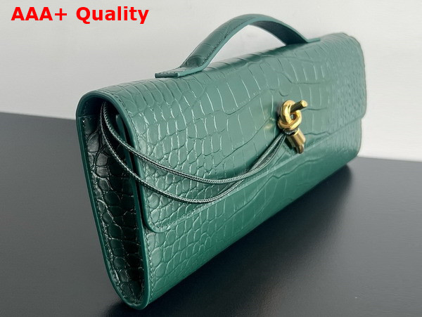 Bottega Veneta Andiamo Clutch in Emerald Green Alligator Leather Replica