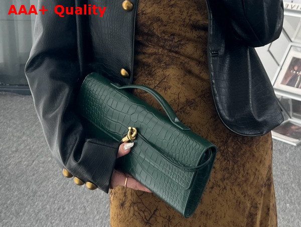 Bottega Veneta Andiamo Clutch in Emerald Green Alligator Leather Replica