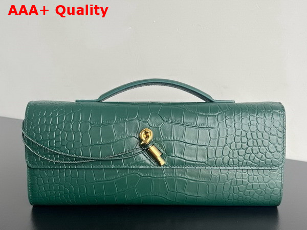 Bottega Veneta Andiamo Clutch in Emerald Green Alligator Leather Replica