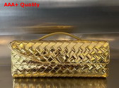 Bottega Veneta Andiamo Clutch in Gold Metallic Intrecciato Leather Replica