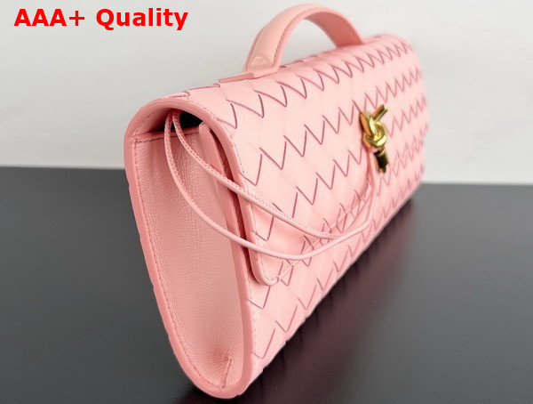 Bottega Veneta Andiamo Clutch in Rose Intrecciato Leather Replica