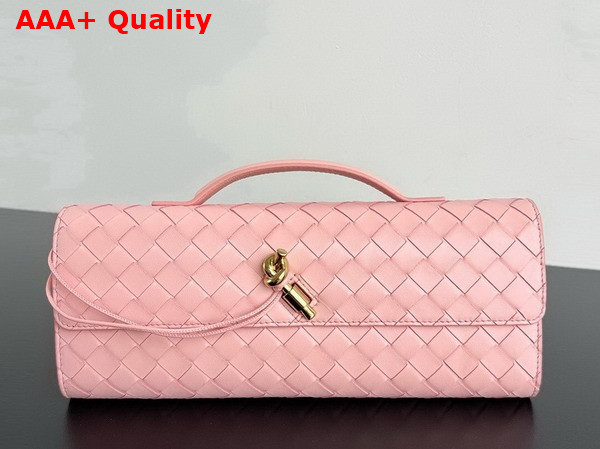 Bottega Veneta Andiamo Clutch in Rose Intrecciato Leather Replica