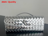 Bottega Veneta Andiamo Clutch in Silver Metallic Intrecciato Leather Replica