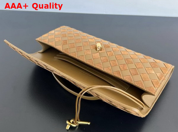Bottega Veneta Andiamo Clutch in Tan Intrecciato Leather and Suede Leather Replica