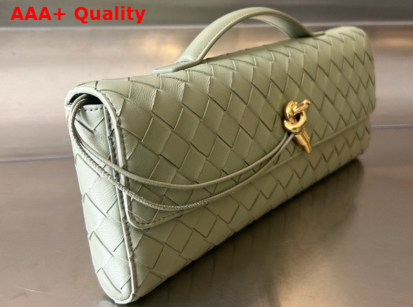 Bottega Veneta Andiamo Clutch in Travertine Intrecciato Leather Replica