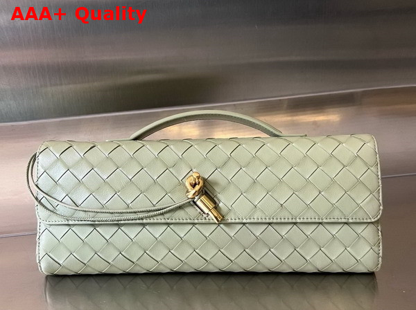 Bottega Veneta Andiamo Clutch in Travertine Intrecciato Leather Replica