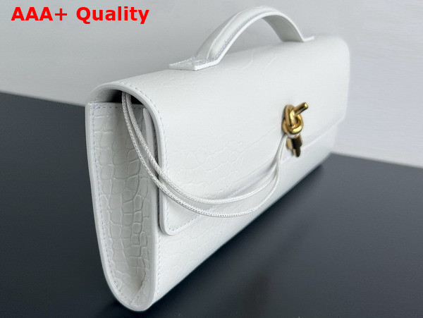 Bottega Veneta Andiamo Clutch in White Alligator Leather Replica