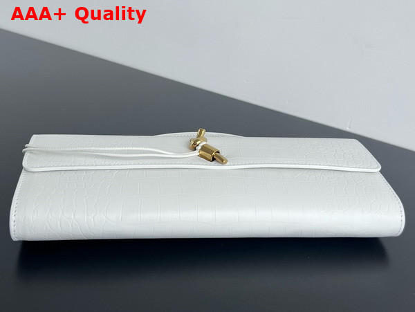 Bottega Veneta Andiamo Clutch in White Alligator Leather Replica