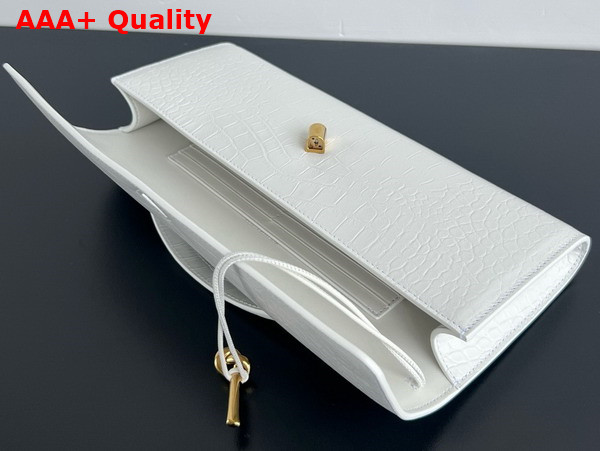 Bottega Veneta Andiamo Clutch in White Alligator Leather Replica