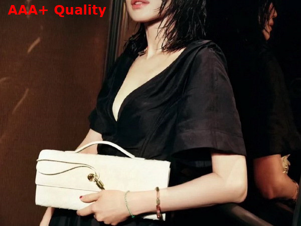 Bottega Veneta Andiamo Clutch in White Alligator Leather Replica