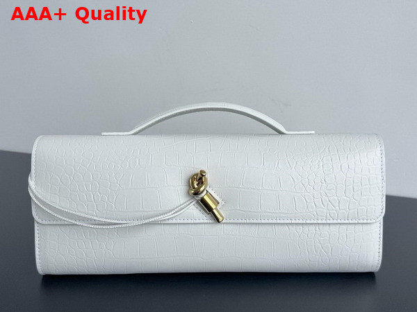 Bottega Veneta Andiamo Clutch in White Alligator Leather Replica