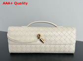 Bottega Veneta Andiamo Clutch in White Intrecciato Leather Replica