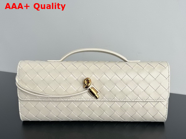 Bottega Veneta Andiamo Clutch in White Intrecciato Leather Replica