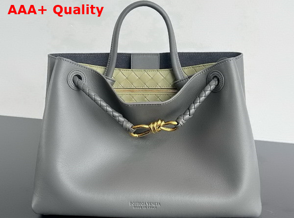 Bottega Veneta Andiamo Top Handle Bag in Silky Calf Leather Lapilli Travertine Replica