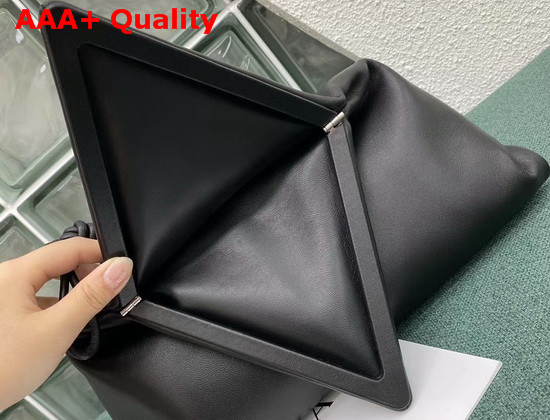 Bottega Veneta Angular Clutch Bag with Triangular Fold Lambskin Black Replica