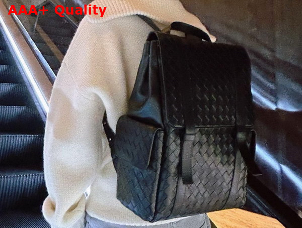 Bottega Veneta Back To School Backpack in Black Intrecciato Leather 805971 Replica