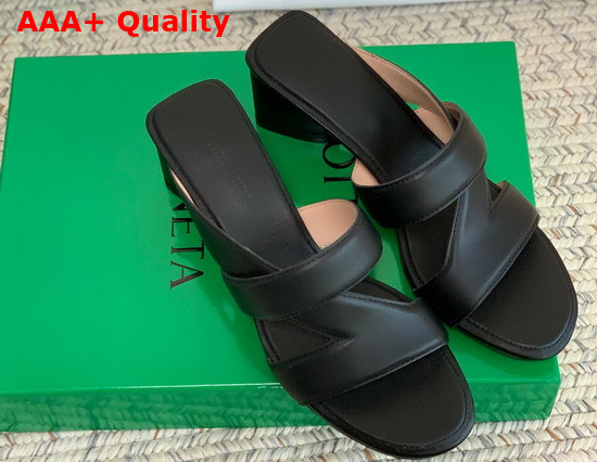 Bottega Veneta Band Sandals in Nero Calf Leather Replica