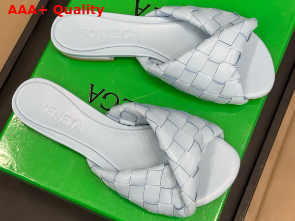 Bottega Veneta Blink Flat Mule Light Blue Intrecciato Leather Replica