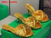 Bottega Veneta Blink Mule Gold Intrecciato Laminated Leather Replica