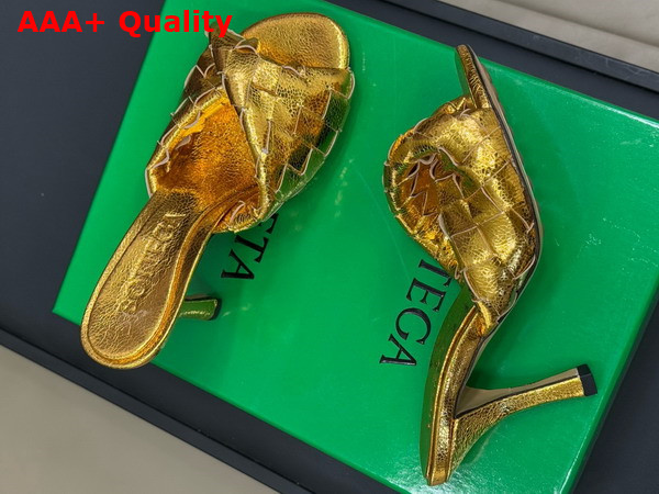 Bottega Veneta Blink Mule Gold Intrecciato Laminated Leather Replica