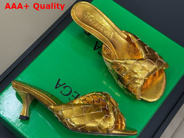 Bottega Veneta Blink Mule Gold Intrecciato Laminated Leather Replica