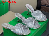 Bottega Veneta Blink Mule Silver Intrecciato Laminated Leather Replica