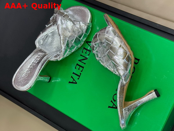 Bottega Veneta Blink Mule Silver Intrecciato Laminated Leather Replica