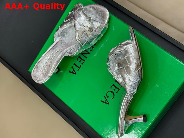 Bottega Veneta Blink Mule Silver Intrecciato Laminated Leather Replica