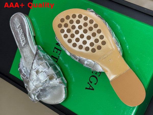 Bottega Veneta Blink Mule Silver Intrecciato Laminated Leather Replica