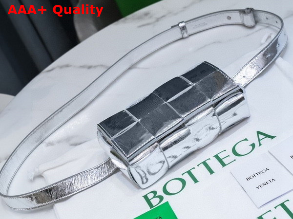 Bottega Veneta Cassette Belt Bag Silver Lamb Skin Replica