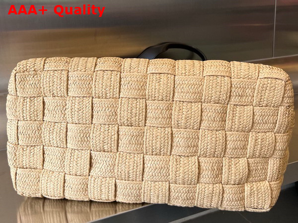 Bottega Veneta Cassette Tote Bag Intreccio Woven Raffia Tote Bag with Leather Trimming Natural Fondant Replica