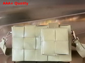 Bottega Veneta Cassette with Versatile Strap in Travertine Intreccio Leather Replica