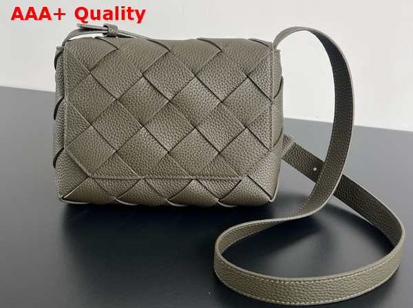 Bottega Veneta Diago Crossbody Bag in Dark Green Grained Intreccio Leather Replica