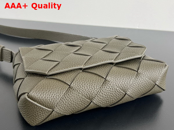 Bottega Veneta Diago Crossbody Bag in Dark Green Grained Intreccio Leather Replica