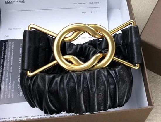 Bottega Veneta Elasticated Leather Belt with a Savoy Knot Buckle Black Nappa Leather
