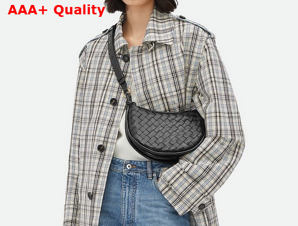 Bottega Veneta Gemelli Messenger Bag in Black Intrecciato Leather Replica