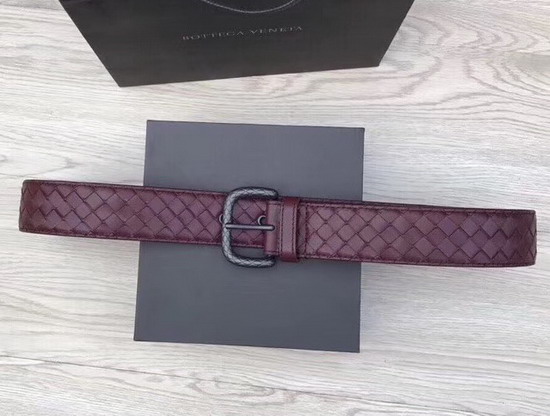 Bottega Veneta Intrecciato Belt 40mm Dark Red Calfskin