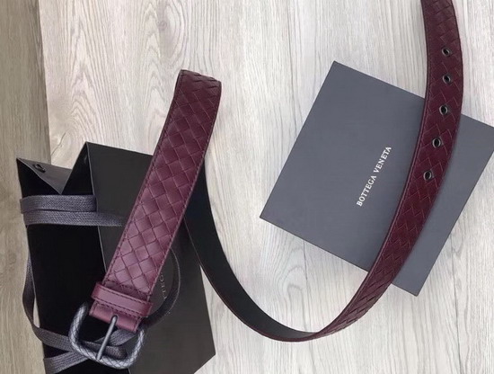 Bottega Veneta Intrecciato Belt 40mm Dark Red Calfskin