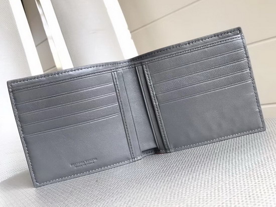 Bottega Veneta Intrecciato Bi Fold Wallet in Grey