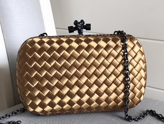 Bottega Veneta Intrecciato Impero Chain Knot in Gold Silk