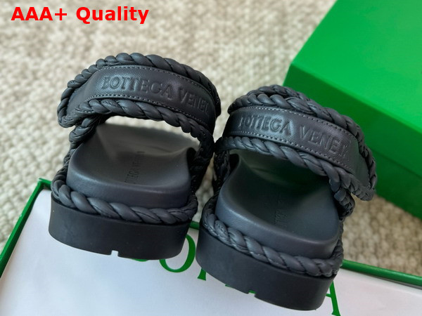 Bottega Veneta Jack Flat Sandal in Ardoise Leather Replica